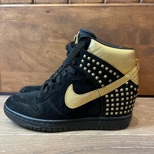 Nike Dunk Sky Studs QS High Black Metallic Gold Women’s Size 6